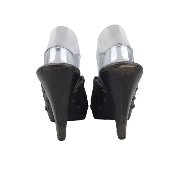 Cole Haan Womens Dark Brown‎ Suede Round Toe Slip On Cone Mule Heel Size US 9 B - Picture 5 of 9